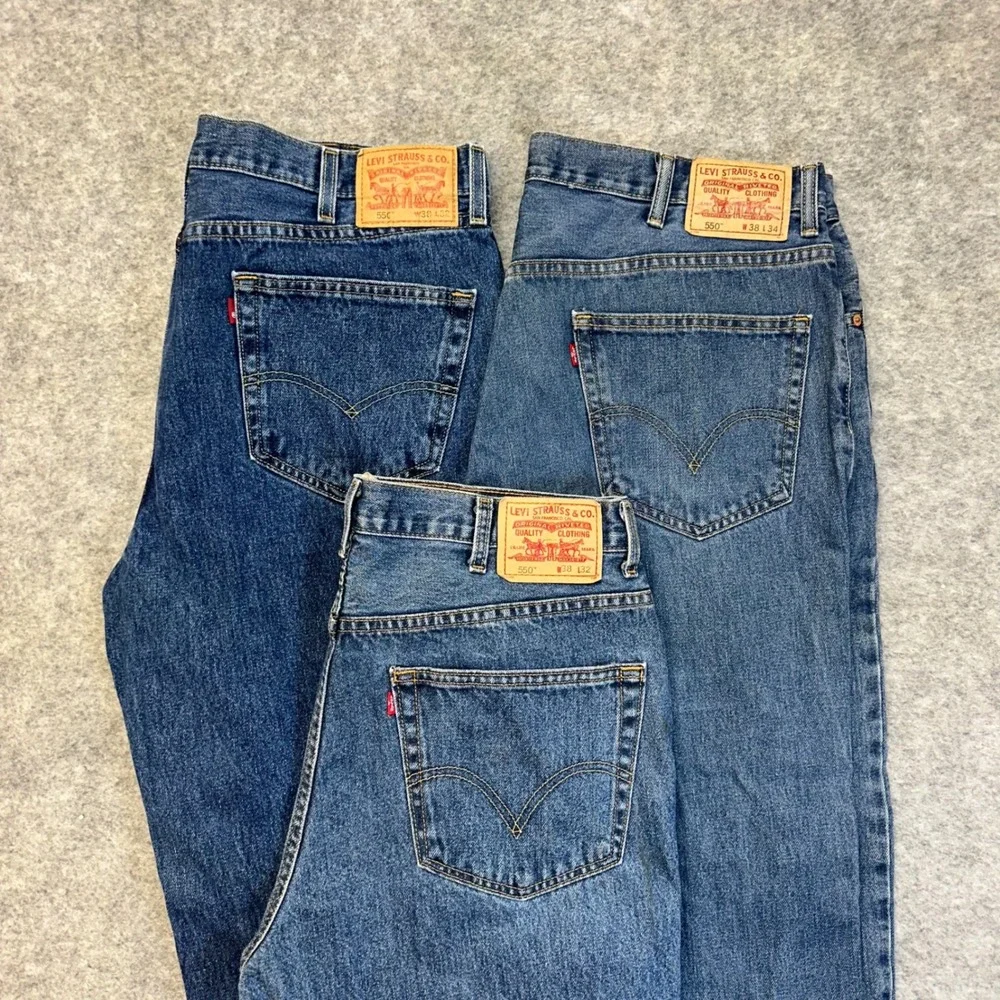 Lot of 3 Levi's 550 Relaxed Fit Jeans Mens 38x32 Blue Medium Wash Work Pants